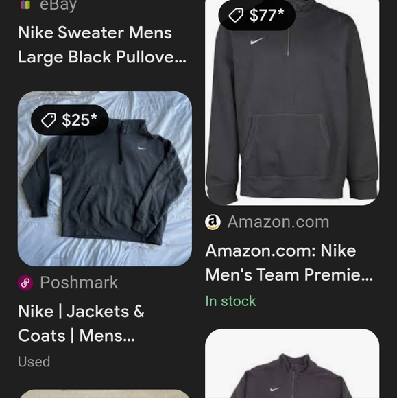 🛒🛍️💥Gently used men's large Nike quarter zip pull over dark Grey white logo - Picture 10 of 10